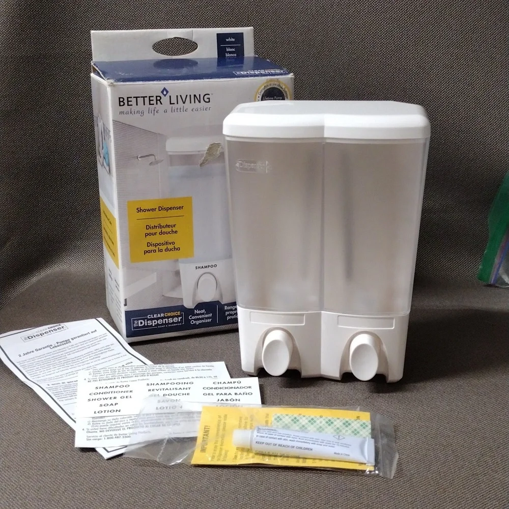 Clear shower dispenser for 2 products